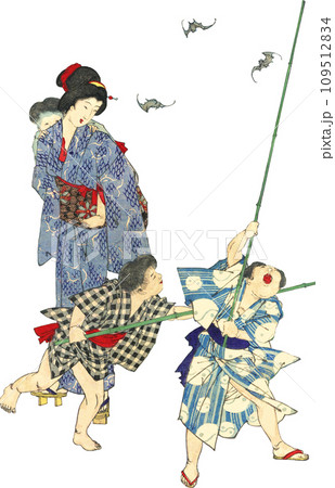 浮世絵 子どもと女性 イラストのイラスト素材 [109512834] - PIXTA