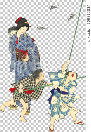 【真作】浮世絵 女性と子供 伊東深水による浮世絵「Mother and Child (1)」