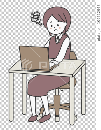 パソコンを操作して困っている女性 109512948
