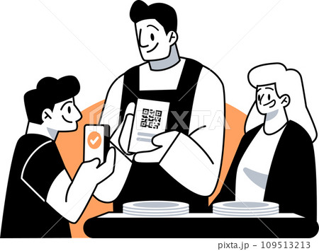 Restaurant Payment with Smartphone Vector 109513213