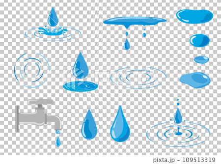 色々な水滴のセットイラスト 109513319