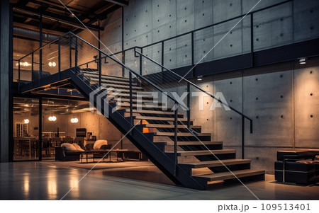 Modern industrial style staircase 109513401