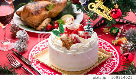クリスマスケーキとローストチキン クリスマスケーキとローストチキン 109514023