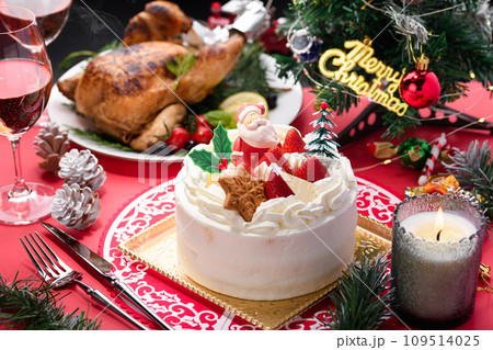 クリスマスケーキとローストチキン クリスマスケーキとローストチキン 109514025