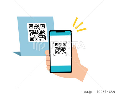 スマホでQRコードを読み取っているイラスト 109514639