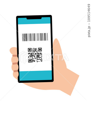 スマホでキャッシュレス決済をするイラスト スマホでキャッシュレス決済をするイラスト 109514649