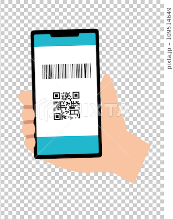 スマホでキャッシュレス決済をするイラスト スマホでキャッシュレス決済をするイラスト 109514649