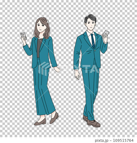 男女商務人士時尚插畫全身 男女商務人士時尚插畫全身 109515764