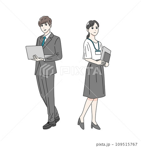男女のビシネスパーソンのファッションイラスト全身 男女のビシネスパーソンのファッションイラスト全身 109515767