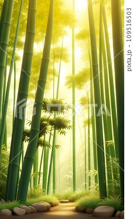 木漏れ日の射す竹林の風景 109516503