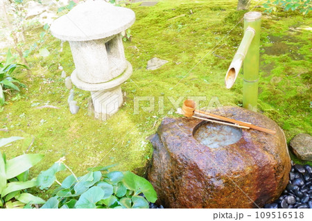 庭園のつくばいと灯籠1 109516518