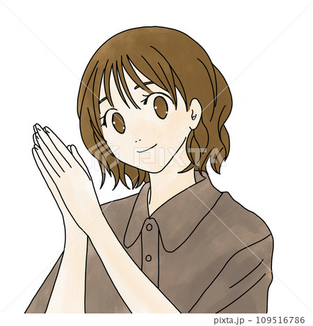 お願いをする女性 109516786