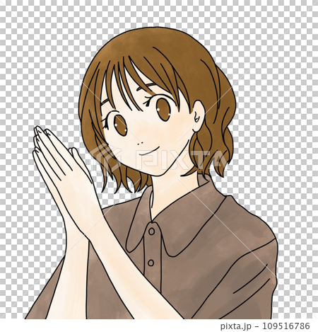 お願いをする女性 109516786