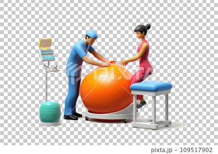 AI-generated content. Physical therapist during the work 3d colorful illustration - Generative AI. 109517902