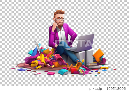 AI-generated content. It manager during the work 3d colorful illustration - Generative AI. AI-generated content. It manager during the work 3d colorful illustration - Generative AI. 109518006