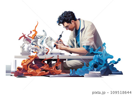 AI-generated content. Biomedical engineer during the work 3d colorful illustration - Generative AI. 109518644