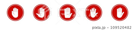 Stop hand road sign circle vector. Stop hand road sign circle vector. 109520482