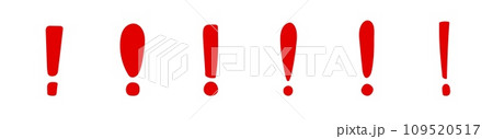 Hand drawn red solid exclamation mark. Hand drawn red solid exclamation mark. 109520517