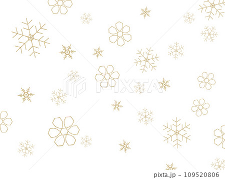 金色白背景雪の結晶_横 109520806