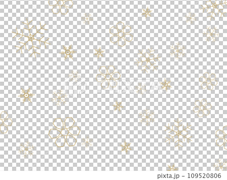 金色白背景雪の結晶_横 109520806