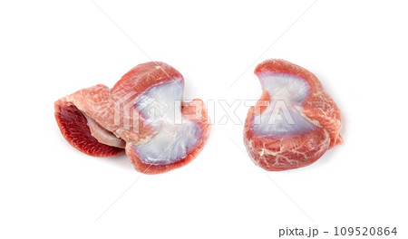 Poultry Offal Isolated, Raw Chicken Stomach, Poultry Giblets, Fresh Turkey Stomach, Chicken Gizzard 109520864