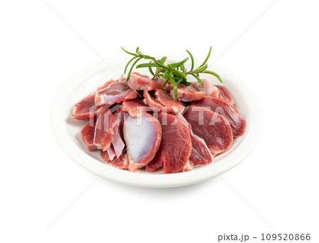 Poultry Offal Isolated, Raw Chicken Stomach, Poultry Giblets, Fresh Turkey Stomach, Chicken Gizzard 109520866