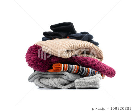 Winter Hat Isolated, Knitted Cap, Beige Winter Hat on White Background 109520883