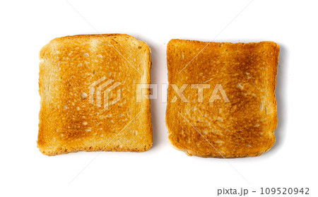Bread Toasts Isolated, Toasted Sandwich Square Slices, Loaf Pieces for Toast on White Background 109520942