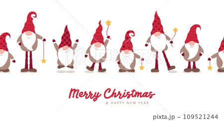 cute christmas dwarf seamless pattern vector illustration 109521244
