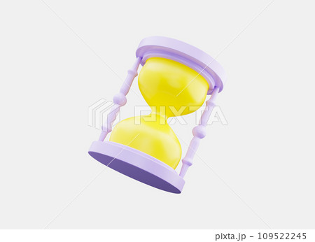 Hourglass, sand clock, time icon 3d render. Running time concept. 109522245