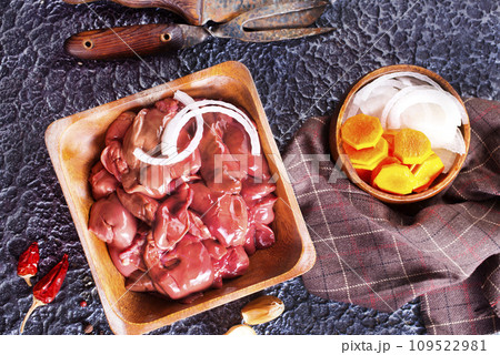 raw liver on stone background raw liver on stone background 109522981