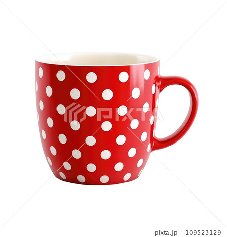 Red polka dot cup isolated. Generative AI 109523129