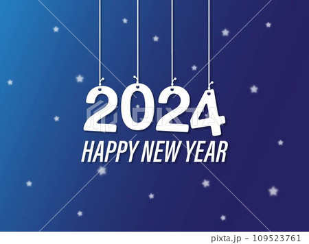 Happy New Year 2024 Banner Blue 109523761