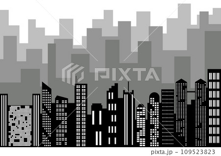 Black random city skyline, cityscape. Vector on white background 109523823
