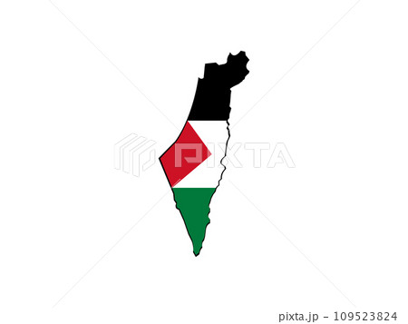 Palestine Map With Flag Vector 109523824