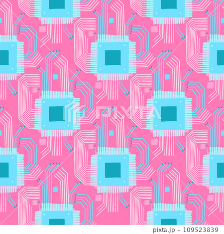 Abstract vector Circuit board or micro chip. Repeated seamless pattern 109523839