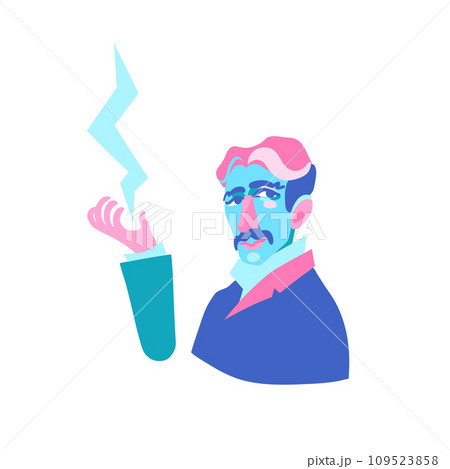 Abstract cartoon portrait of the famous scientist of the past centuries Abstract cartoon portrait of the famous scientist of the past centuries 109523858