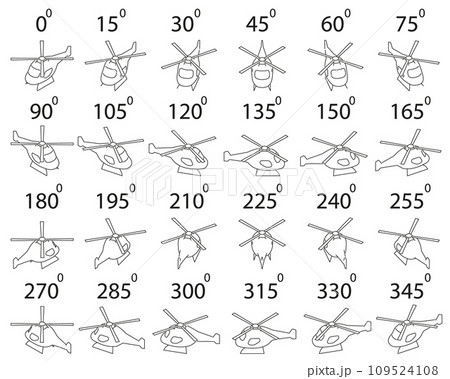 A set of 24 copters in outline from different angles. A set of 24 copters in outline from different angles. 109524108