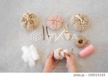 2. Step-by-step instructions. Making interior pumpkins from textiles, knitted fabric, alterations from an old sweater, hobbies, diy. Crafts for Thanksgiving. 2. Step-by-step instructions. Making interior pumpkins from textiles, knitted fabric, alterations from an old sweater, hobbies, diy. Crafts for Thanksgiving. 109524183