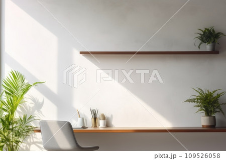 AI-generated content. 3D render of interior modern living room workspace Comfortable modern minimal 109526058