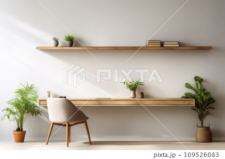 AI-generated content. 3D render of interior modern living room workspace Comfortable modern minimal 109526083