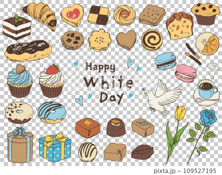 時尚白色情人節套裝_手繪色彩 109527195