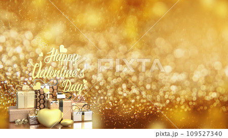 The gold gift box for Valentine's Day concept 3d rendering 109527340