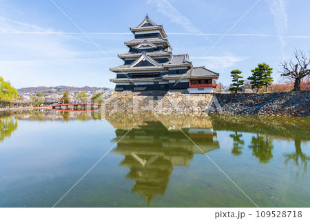 日本100名城 国宝松本城の桜 天守 日本100名城 国宝松本城の桜 天守 109528718