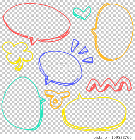 Handwritten pop speech bubble set pen drawing colorful 109528760