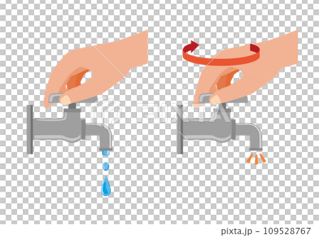 水道の蛇口を閉める節水のイメージイラスト 109528767
