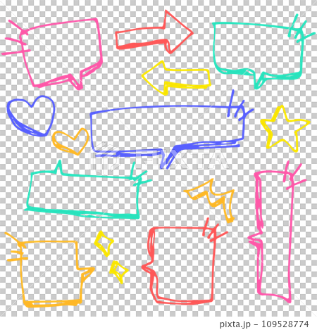 Handwritten pop speech bubble set pen drawing colorful 109528774
