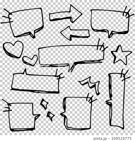 Handwritten pop speech bubble set pen drawing vector 109528775