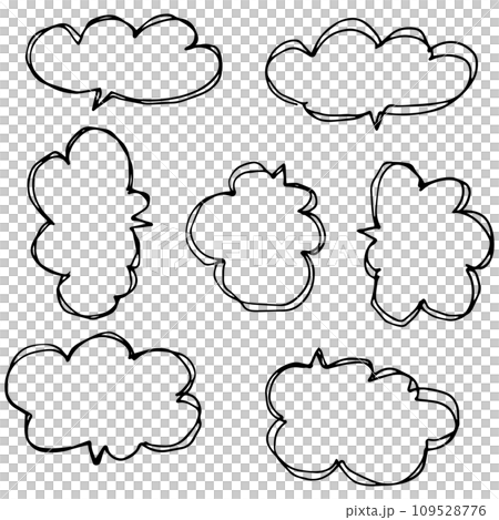Handwritten pop speech bubble set, cloud-shaped frame pen drawing vector 109528776