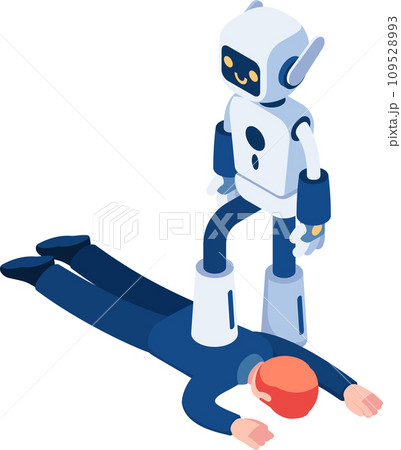 Isometric Ai Robot Step on Businessman 109528993